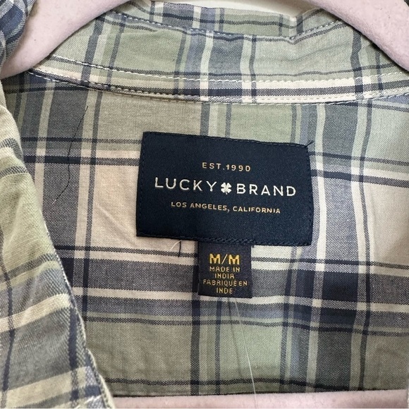 NWT Lucky Brand Men's Medium Button Down Green Casual Plaid Shirt - Picture 4 of 5